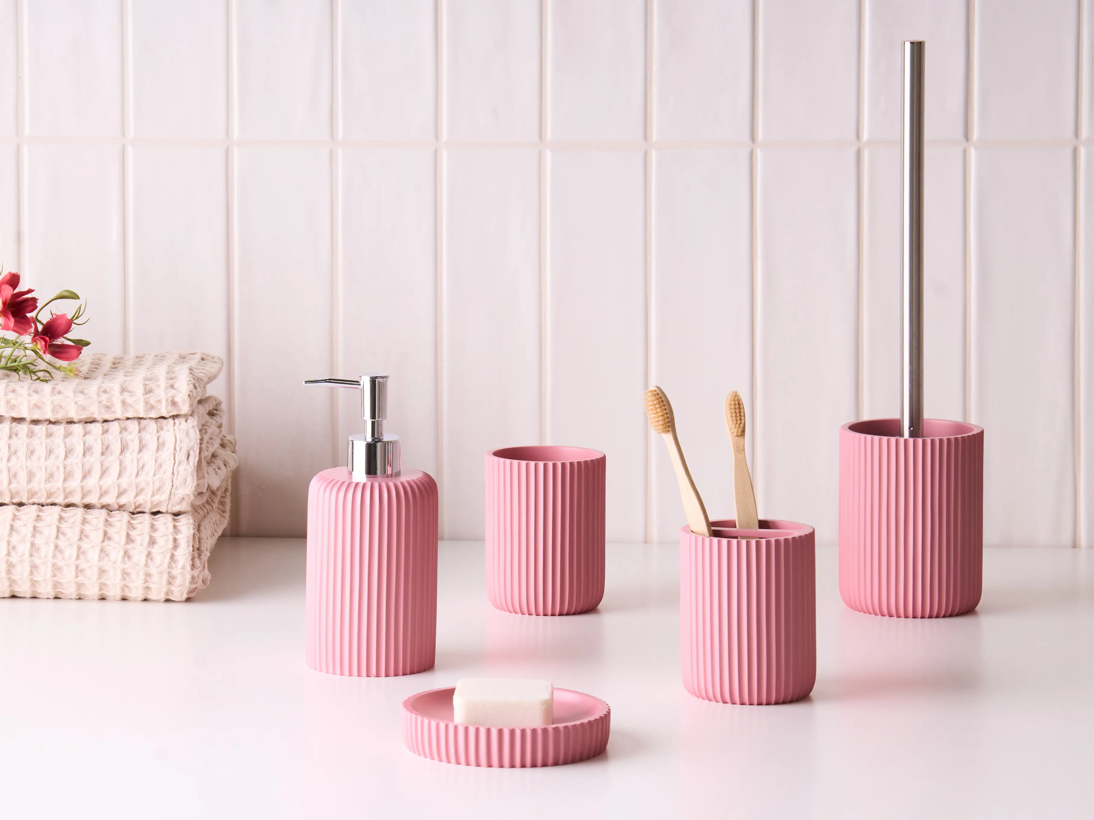 5-delige badkameraccessoireset CAMANA Roze