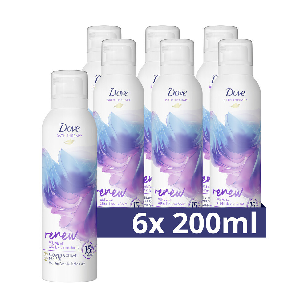 6x Dove Bath Therapy Renew Douche- & Scheerschuim200 ml