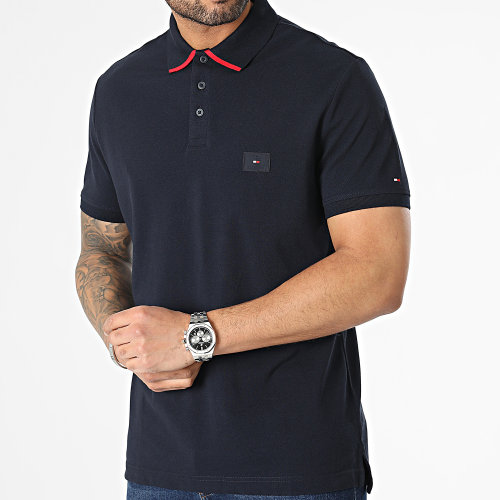 Polo Manches Courtes Under Collar 0787 Bleu Marine