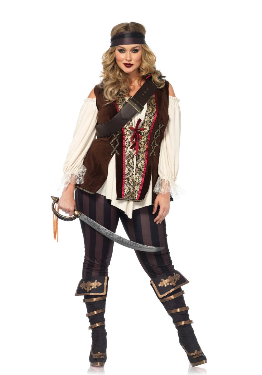 Kapitein Kostuum Dames Plus Size Leg Avenue
