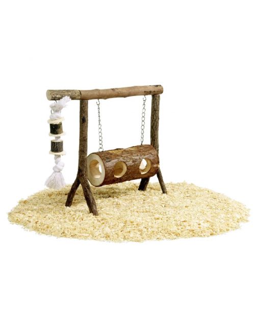 Flamingo Knaagdierenspeelgoed Schommel - Speelgoed - 31x25 cm Bruin