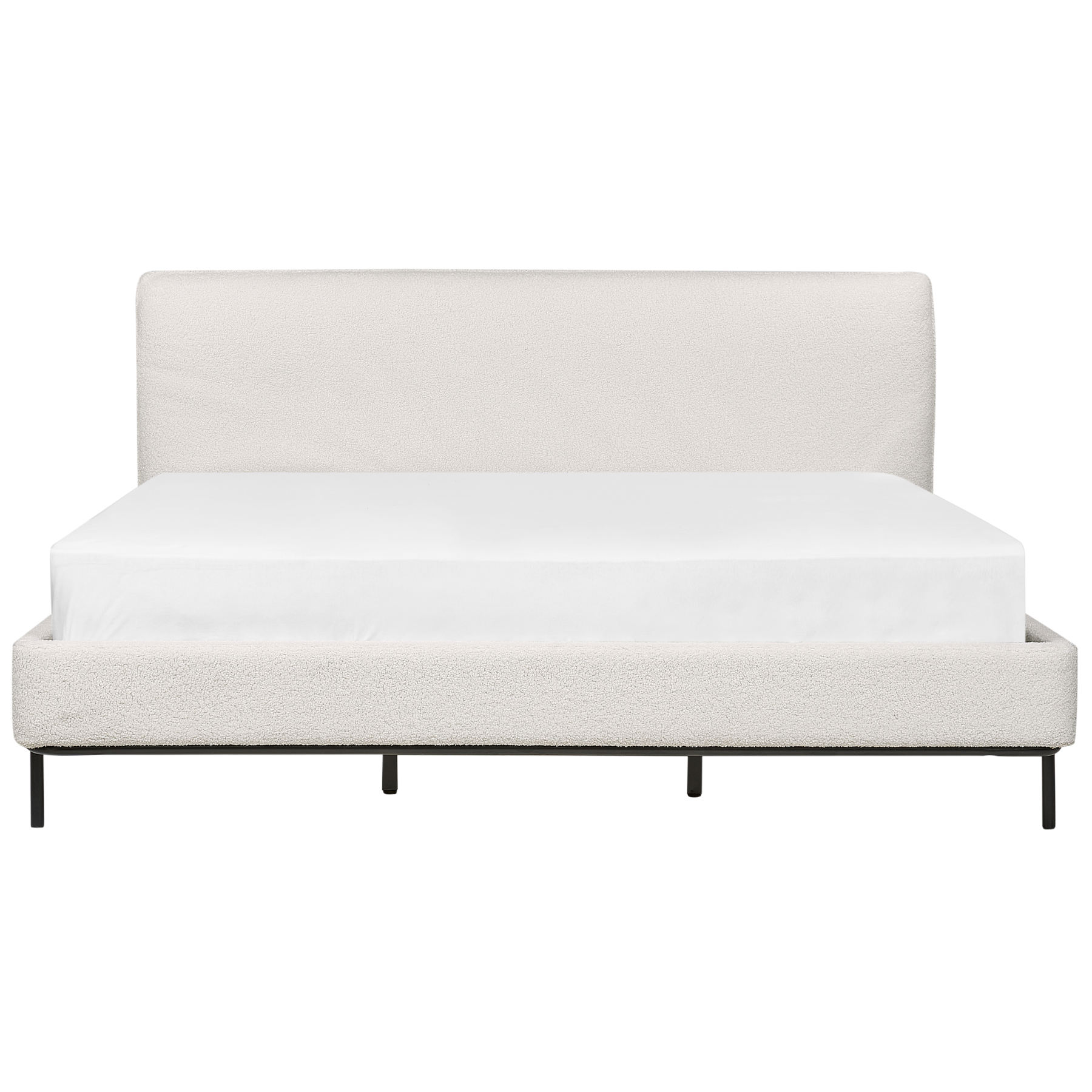 Beliani-CORIO-Tweepersoonsbed-Gebroken wit-180 x 200 cm-Bouclé