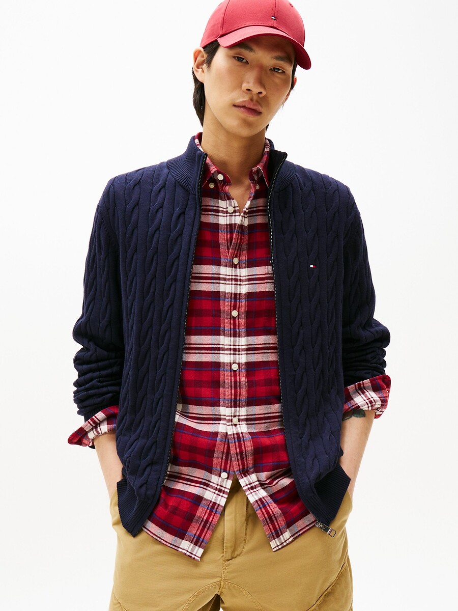TOMMY HILFIGER<br>Cardigã com zíper e tranças