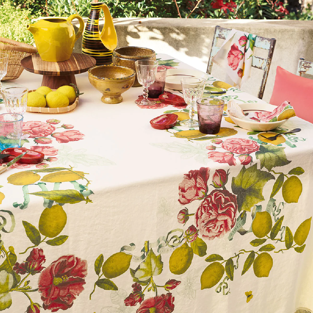 Nappe pur lin multicolore 155x260 Garnier Thiebaut