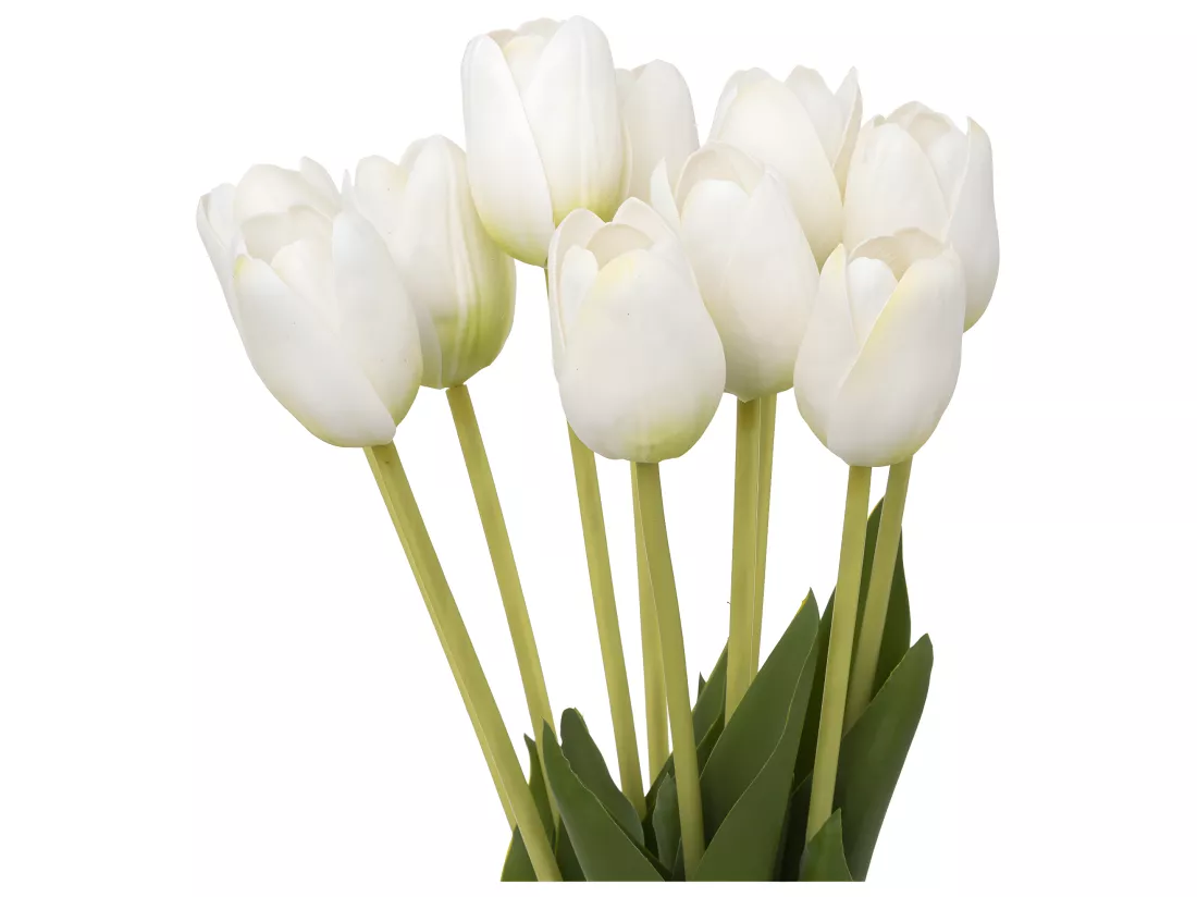 Bouquet artificiel de 10 Tulipes Blanches H 48 cm