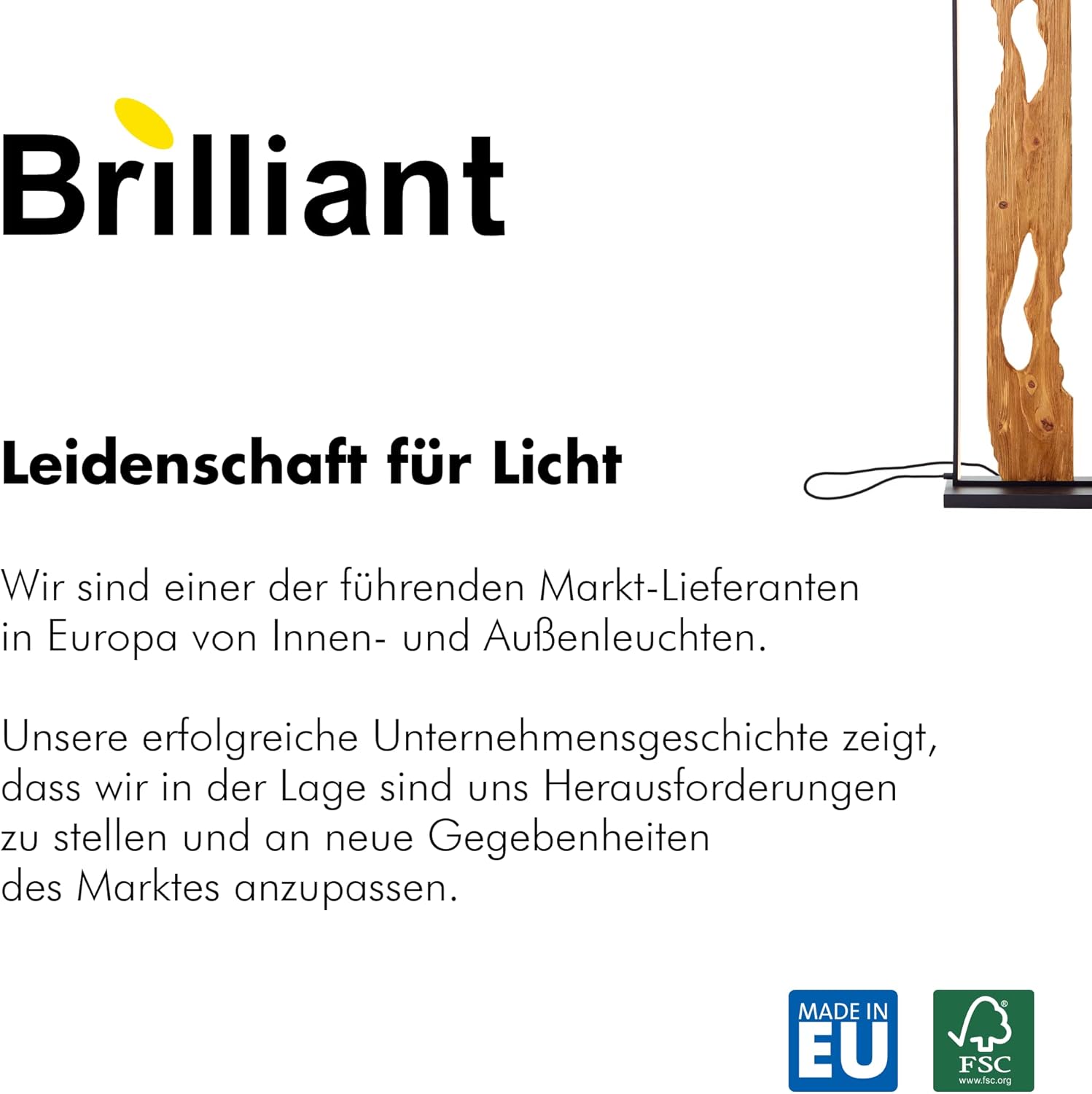 Brilliant LED Standleuchte 120cm Stehlampe Holz/Schwarz, Eckleuchte Aluminium/Metall/Holz, Lampe Wohnzimmer Stehlampe Modern Floor Lamp 1x LED integriert, 20W, Holzlampe, Corner Lamp