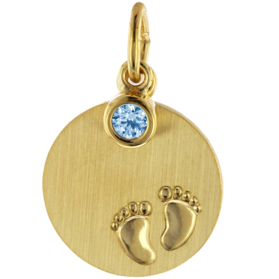 trendor Gravur-Anhänger 333 Gold Ø 12 mm mit blauem Einhänger gold
