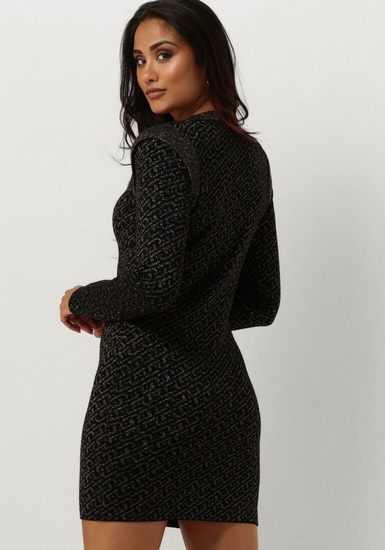 LIU JO zwarte liu jo mini jurk abito maglia m/l full logo