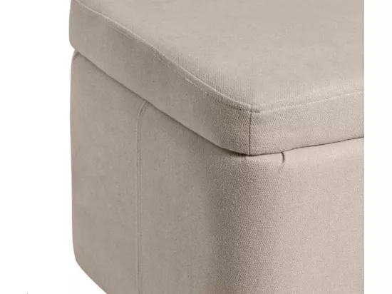Banc moderne avec coffre de rangement tissu et pieds en métal noir Navika-Couleur Beige clair