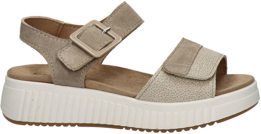 Nelson Flex suède sandalen met sleehak taupe
