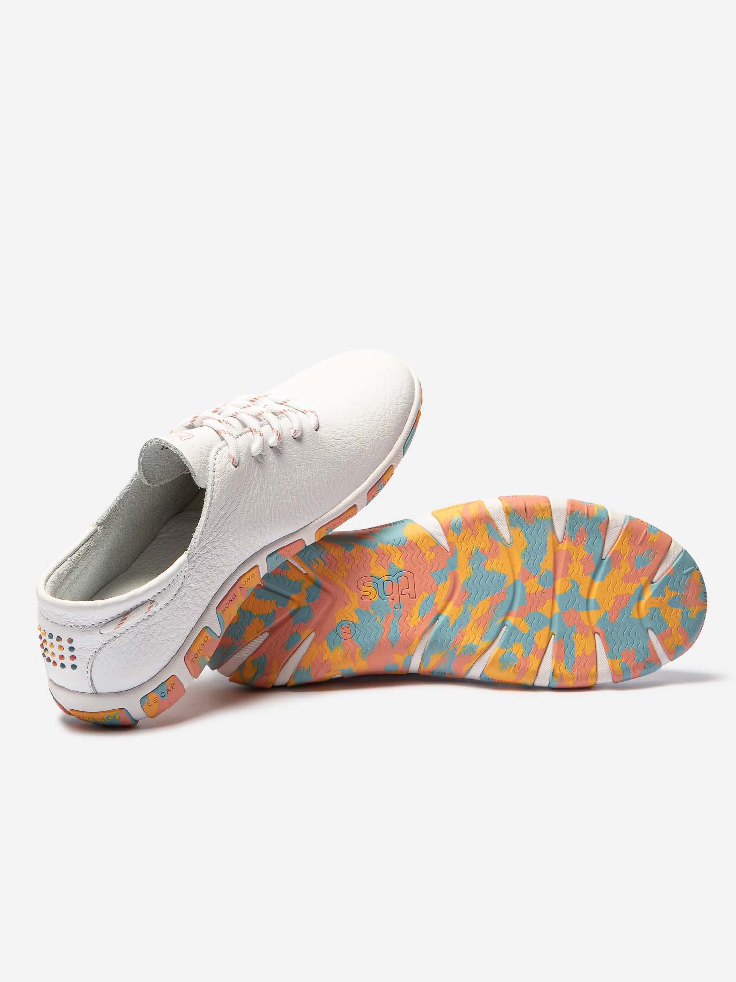 Tennis Femme Confort Cuir Blanc Semelle Multico