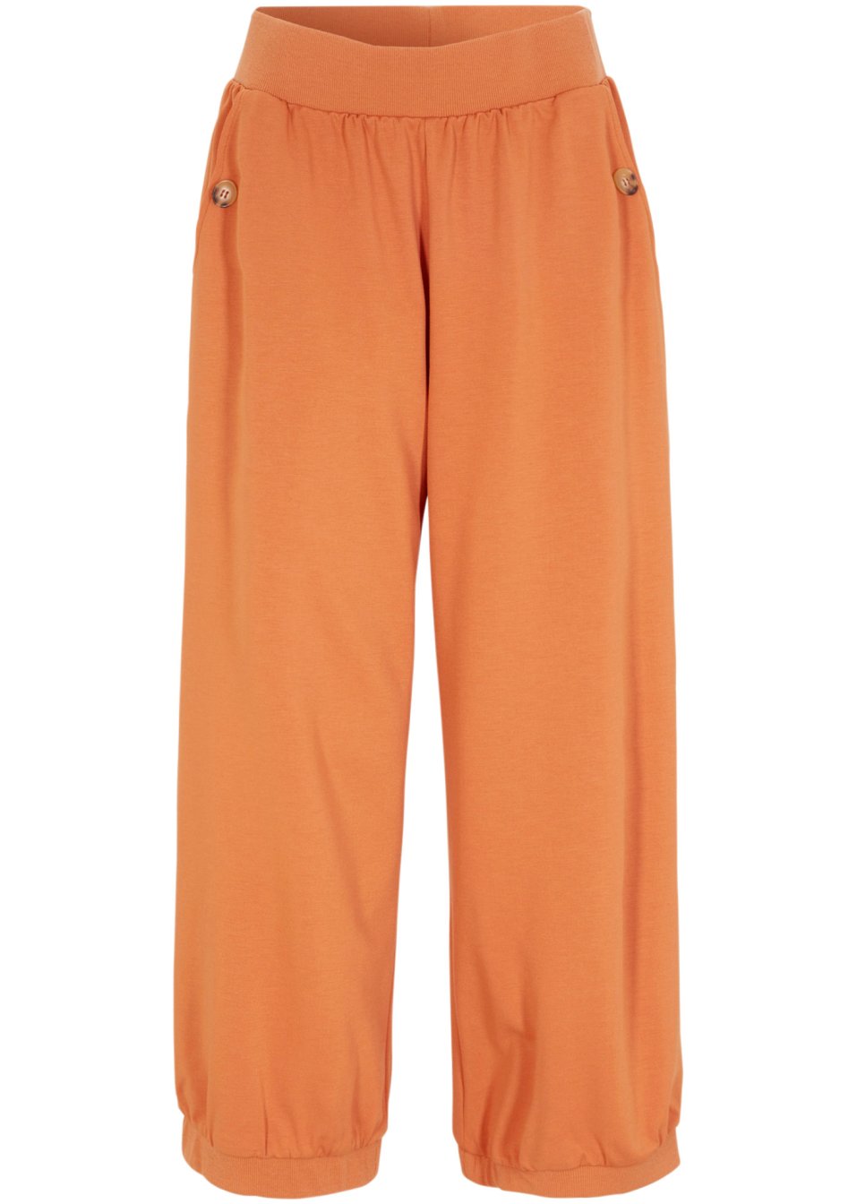 Pantalon large en Punto di Roma avec tour de taille confortable et bords-côtes à la base