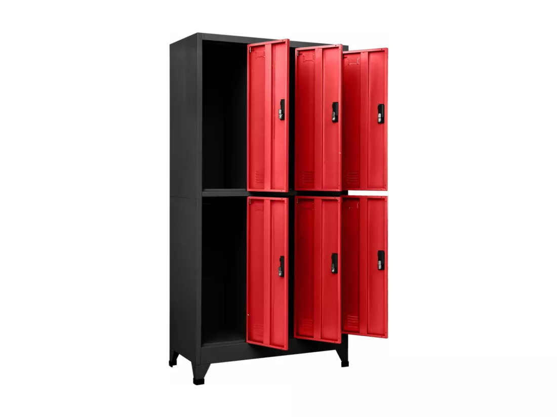Armoire à casiers Anthracite et rouge 90x45x180 cm Acier
