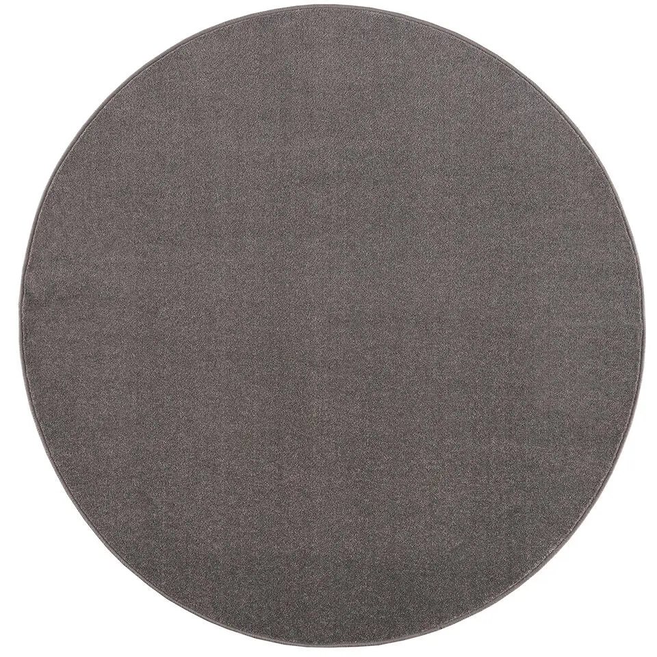 Uni Rond Effen Laagpolig Vloerkleed Modern Grijs - 120 CM ROND