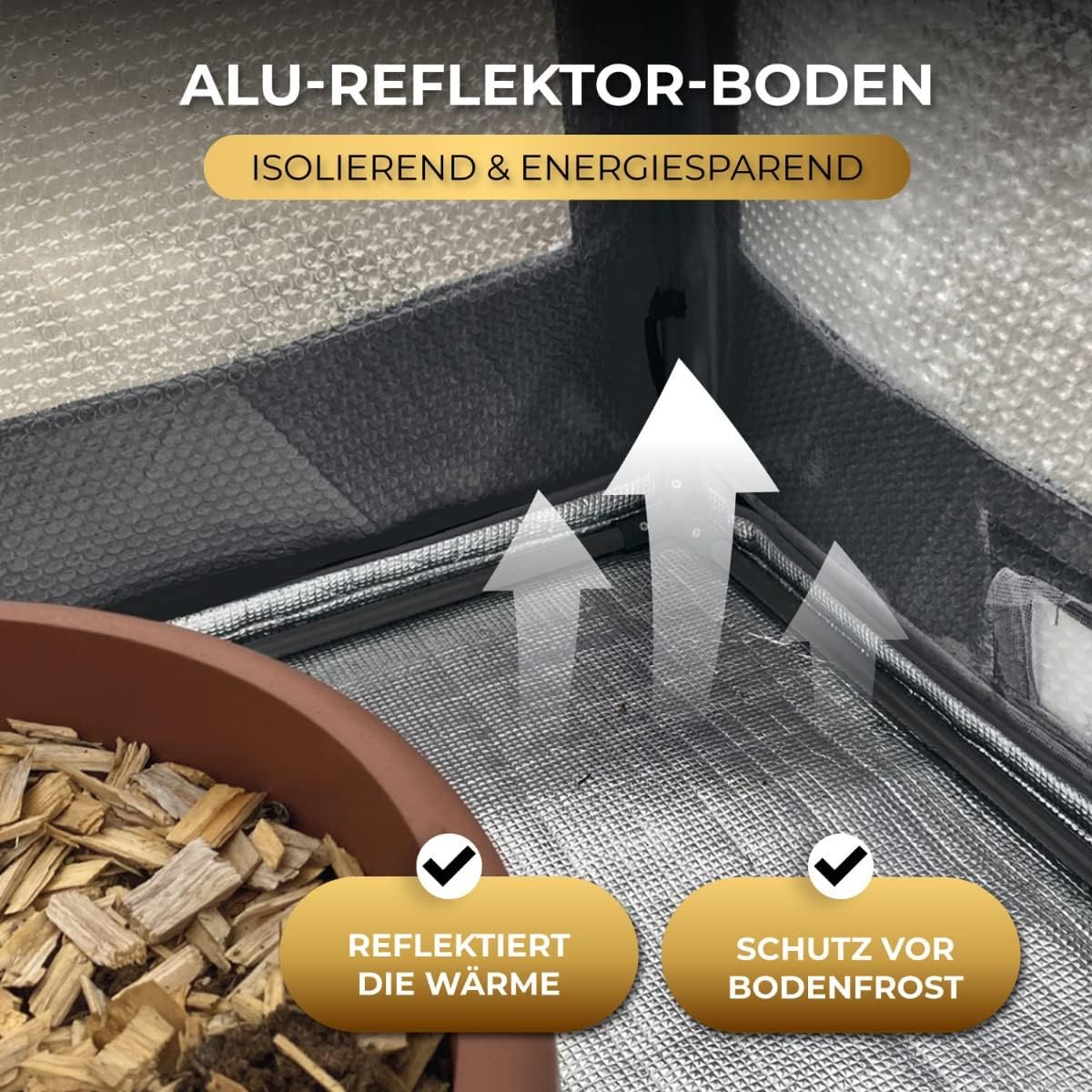 Bio Green Überwinterungszelt ICEDOME THERMOPLUS Deluxe | 3-lagige Luftpolsterfolie | Reflektorboden | Stabiler Metallrahmen | B 120 x T 120 x H 183 cm
