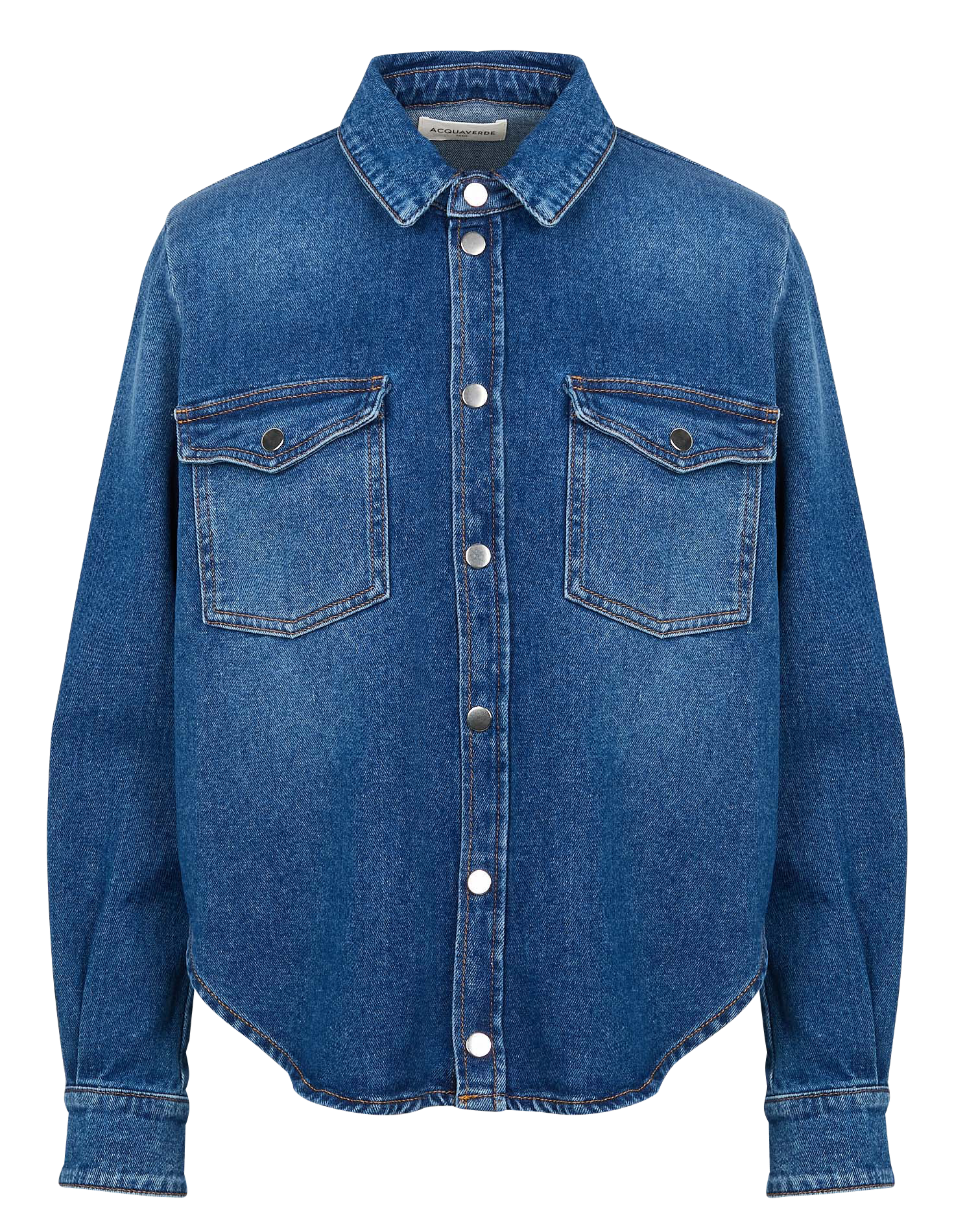 TOPAZE - Chemise droite col classique en denim stretch| Bleu