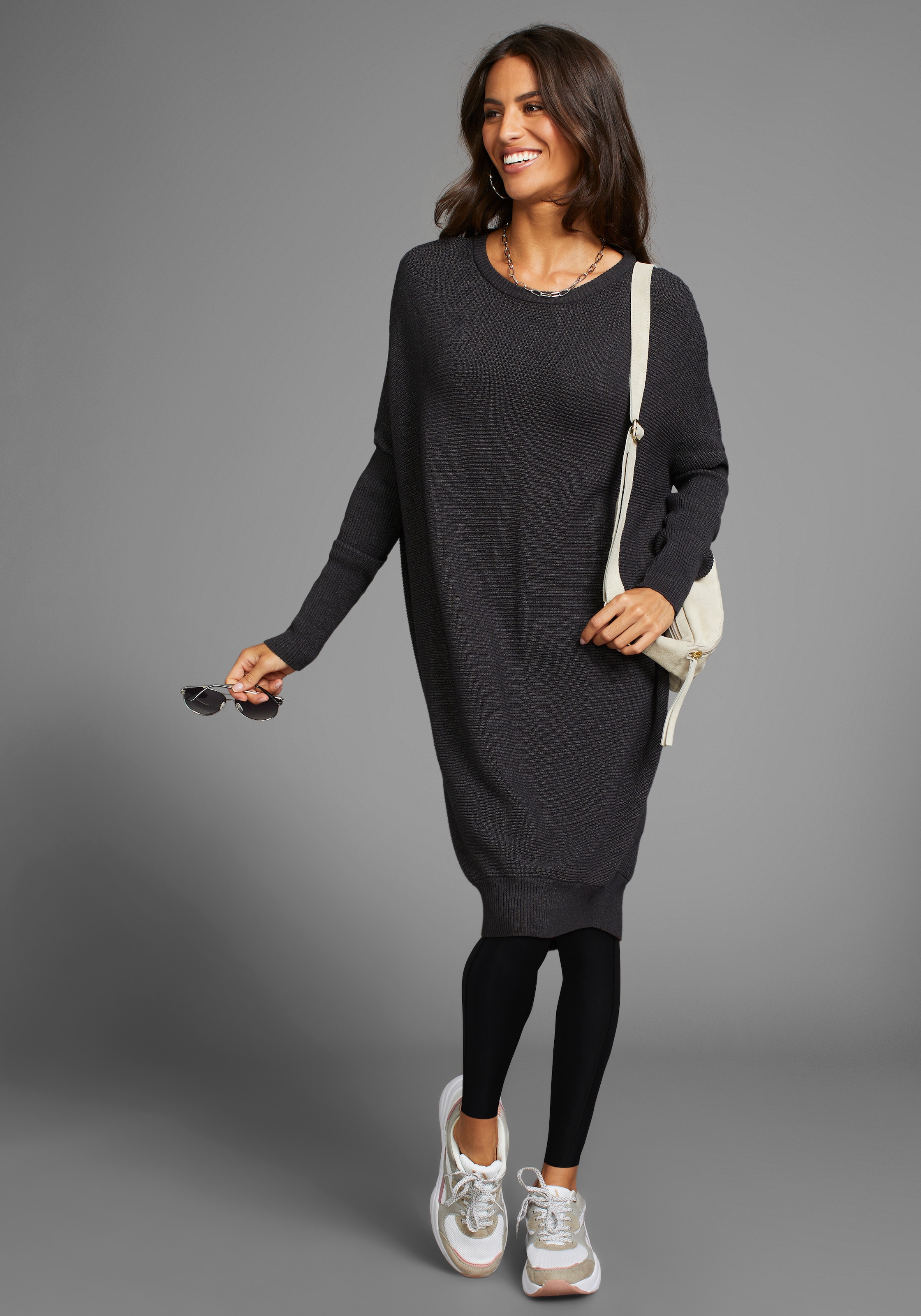 Laura Scott Longpullover , in oversized Form mit Rippstruktur