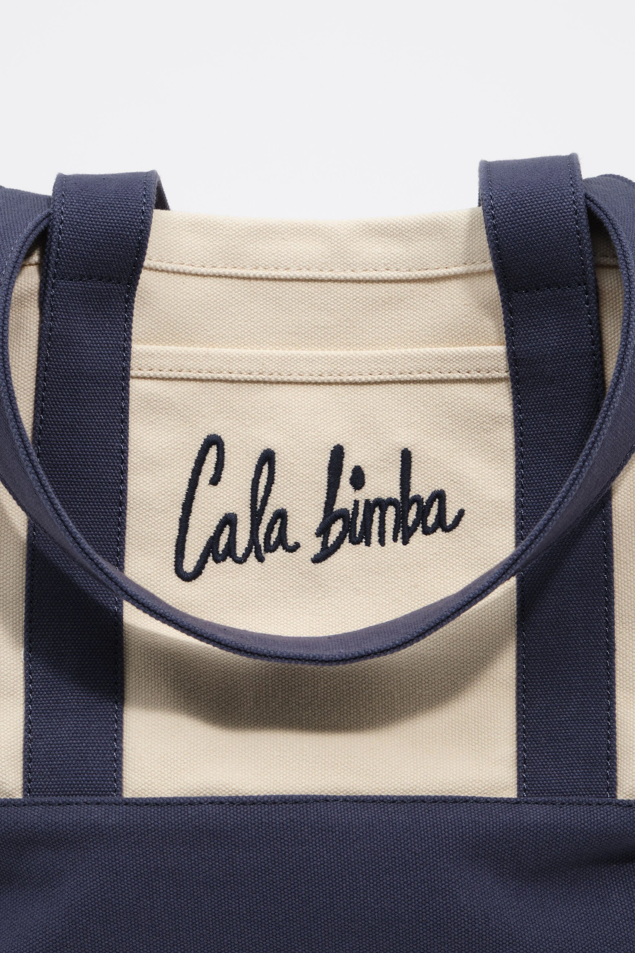 Bolsa de praia maxi em algodão azul marinho claro