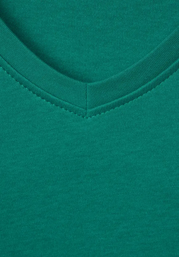 Basic V-Neck Shirt - intense aqua
