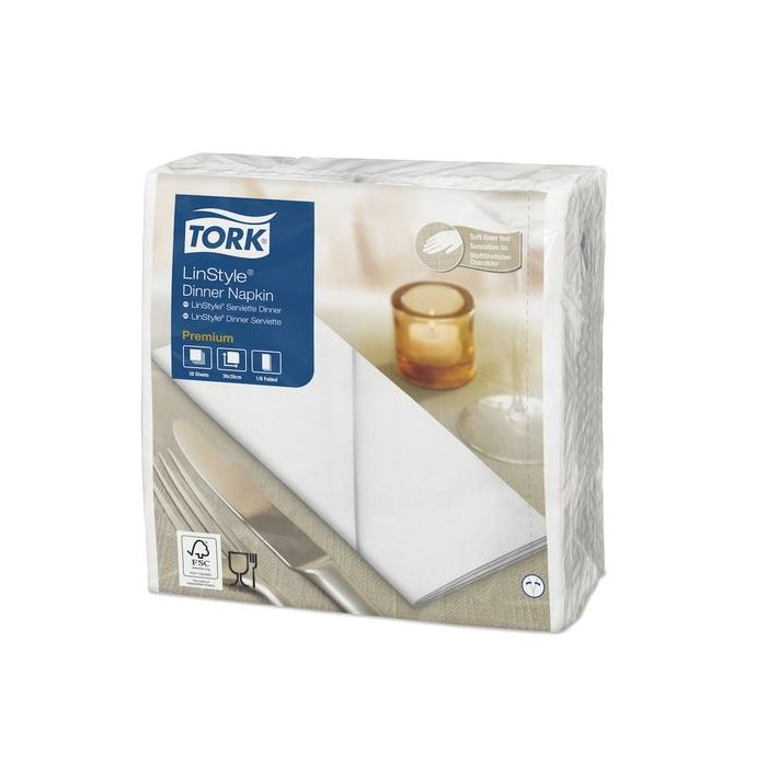 50st Tork LinStyle servetten 39x39cm Dinerservet Wit Premium 1/8-vouw 478180