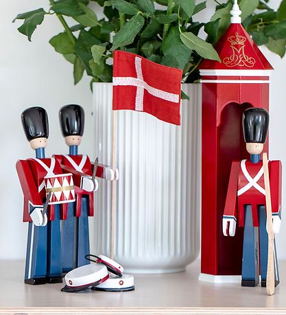 Kay Bojesen Holzfigur - Schlagzeuger - 21 cm - Klein - Rot/Blau