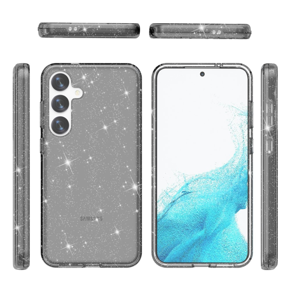 Samsung Galaxy S24 Hybrid Hardcase Schutzhülle im Glitzer Design - Grau / Transparent