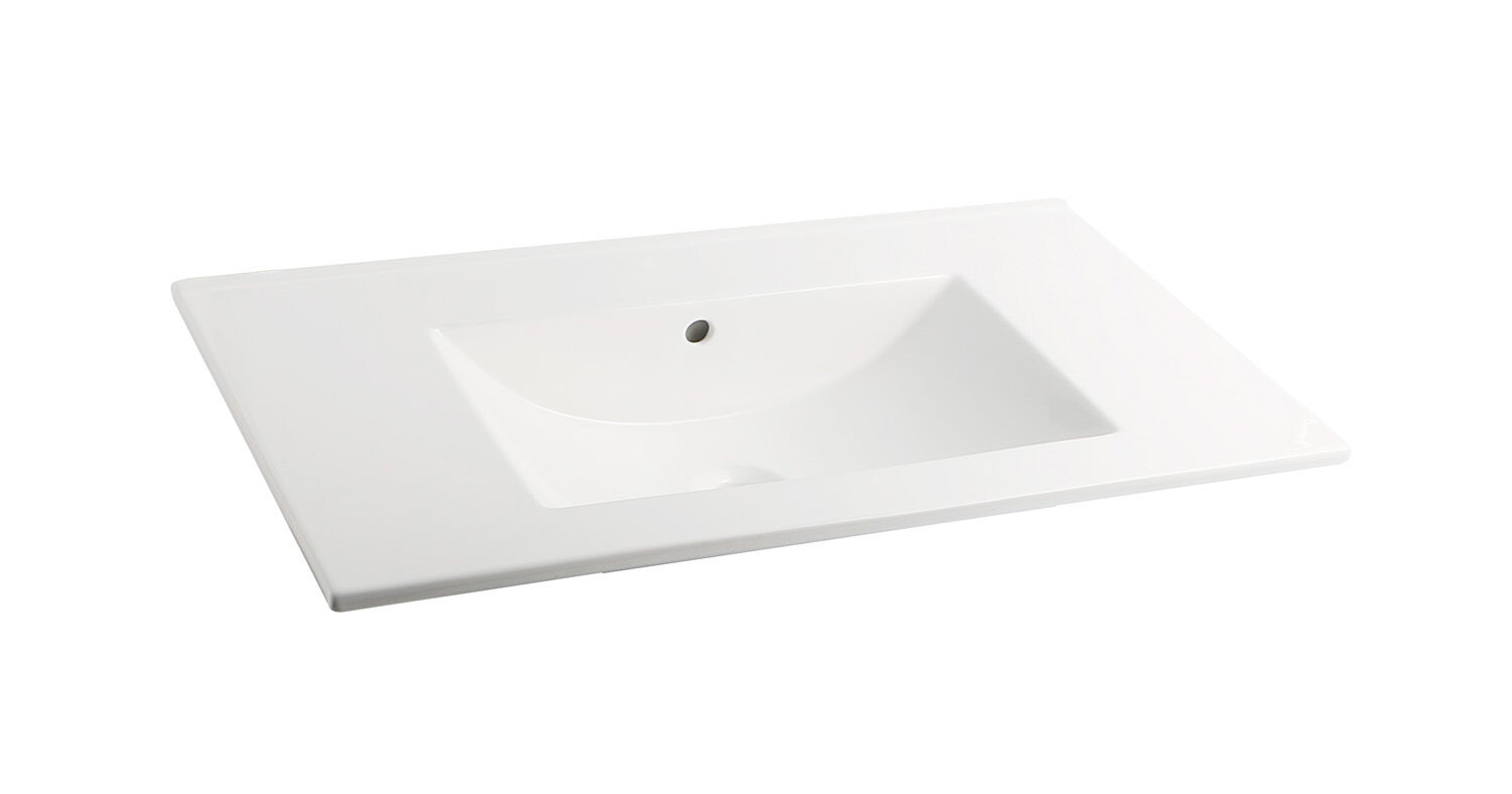 Fontana Rovigo badmeubel 100cm met witte wastafel zonder kraangat zwart mat