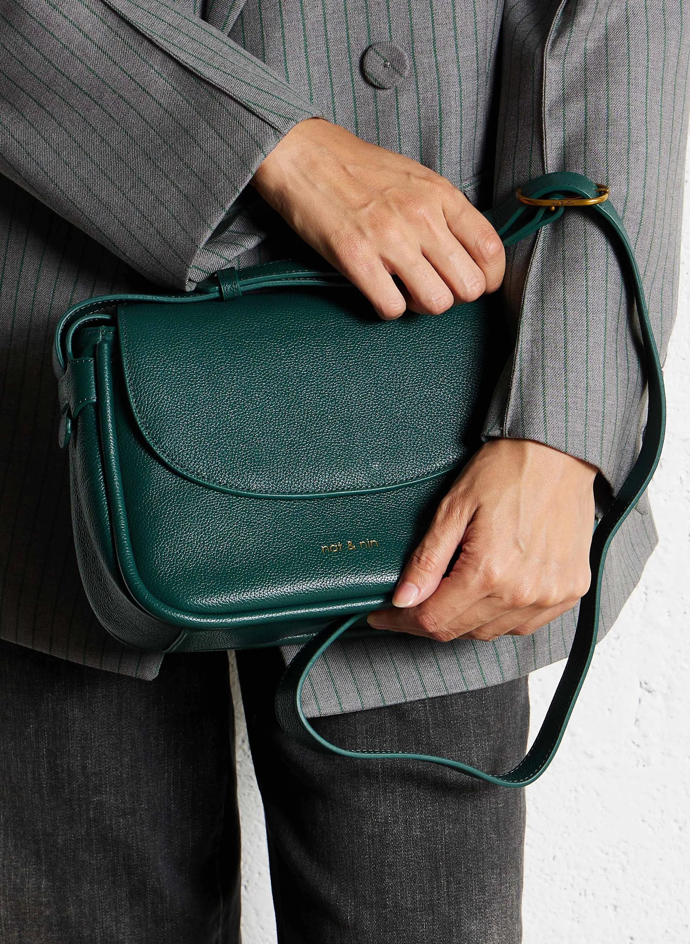 EMIKO - Sac besace en cuir| Vert