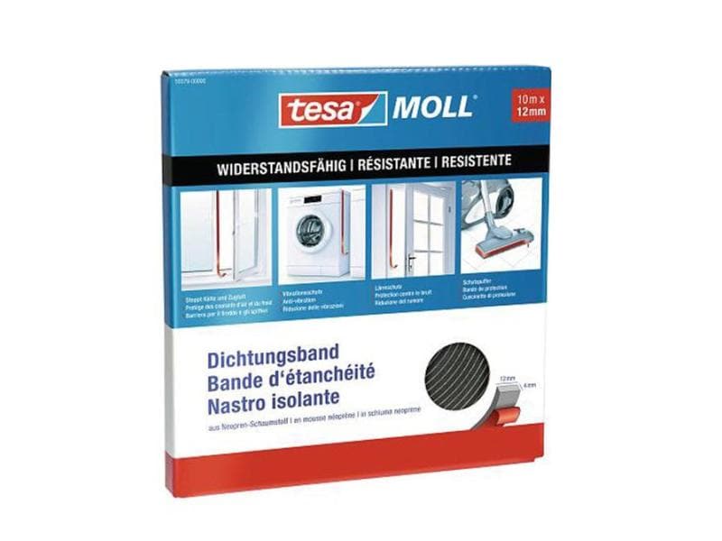 tesa Dichtungsband tesamoll 10 m x 12 mm Neoprene-Schaumsto Neoprene-Dichtungsstreifen, 10 m x 12 mm, schwarz