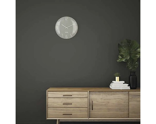 Wandklok Shade, gebogen glas, grijs kunststof, Ø 35 cm