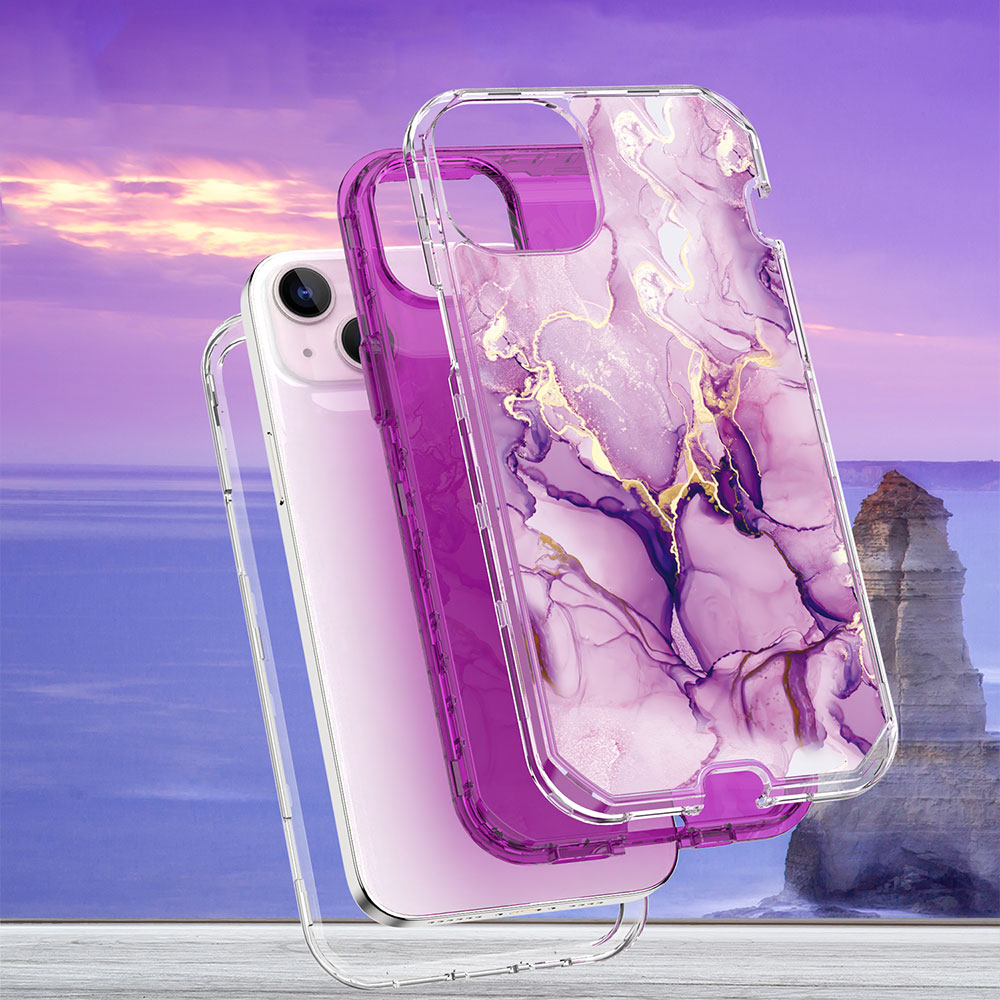 iPhone SE (2022/2020) / 8 / 7 Hybrid Hülle TPU Bumper mit Acryl Rückseite im Marble Marmor Design - Style 2