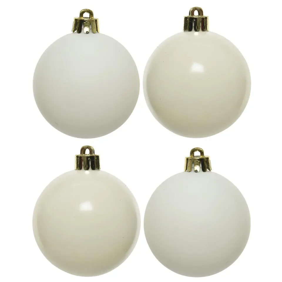 Decoris kerstballen - 12x st - wol creme wit - D6 cm - kunststof