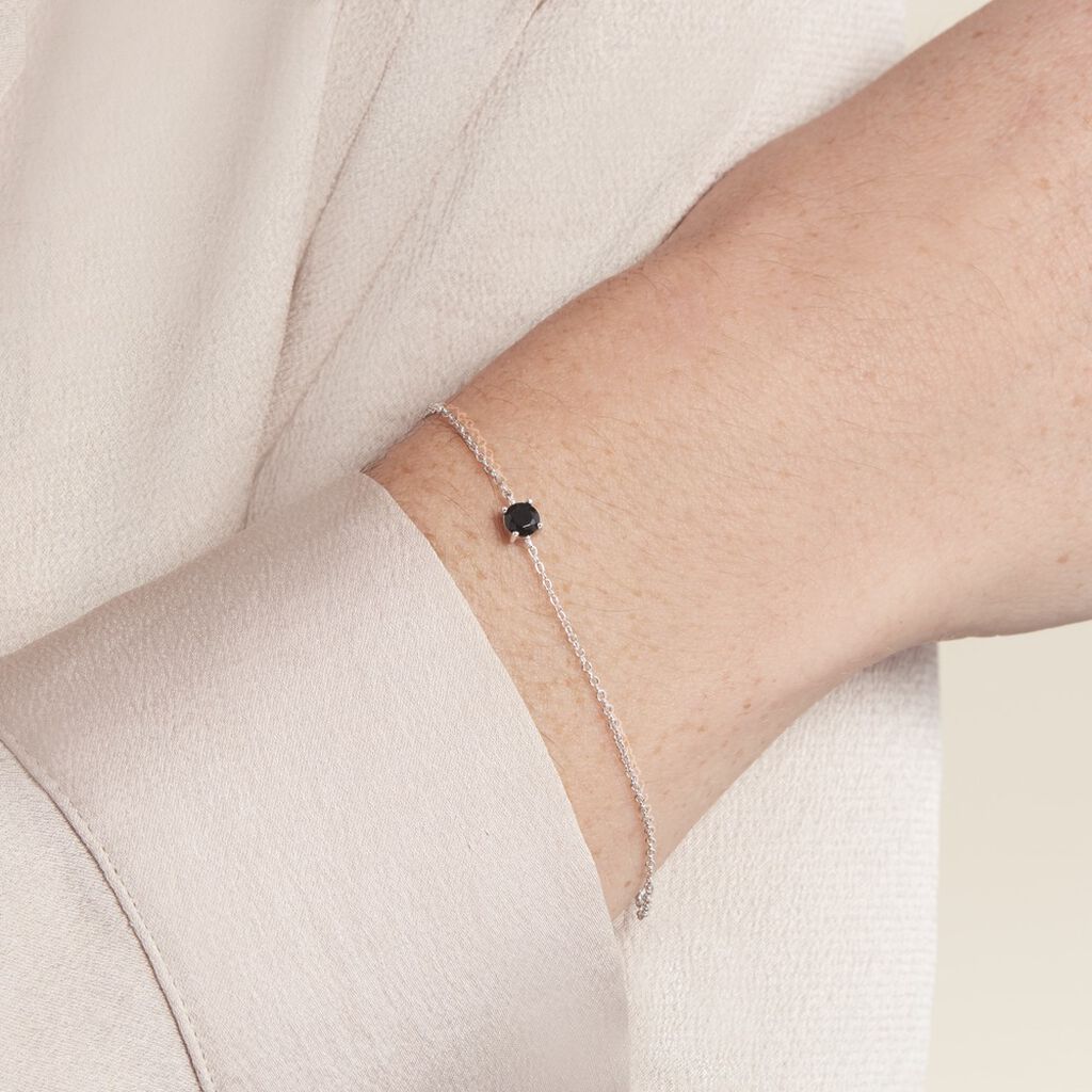 Bracelet Lylwenn Argent Blanc Oxyde De Zirconium Noir