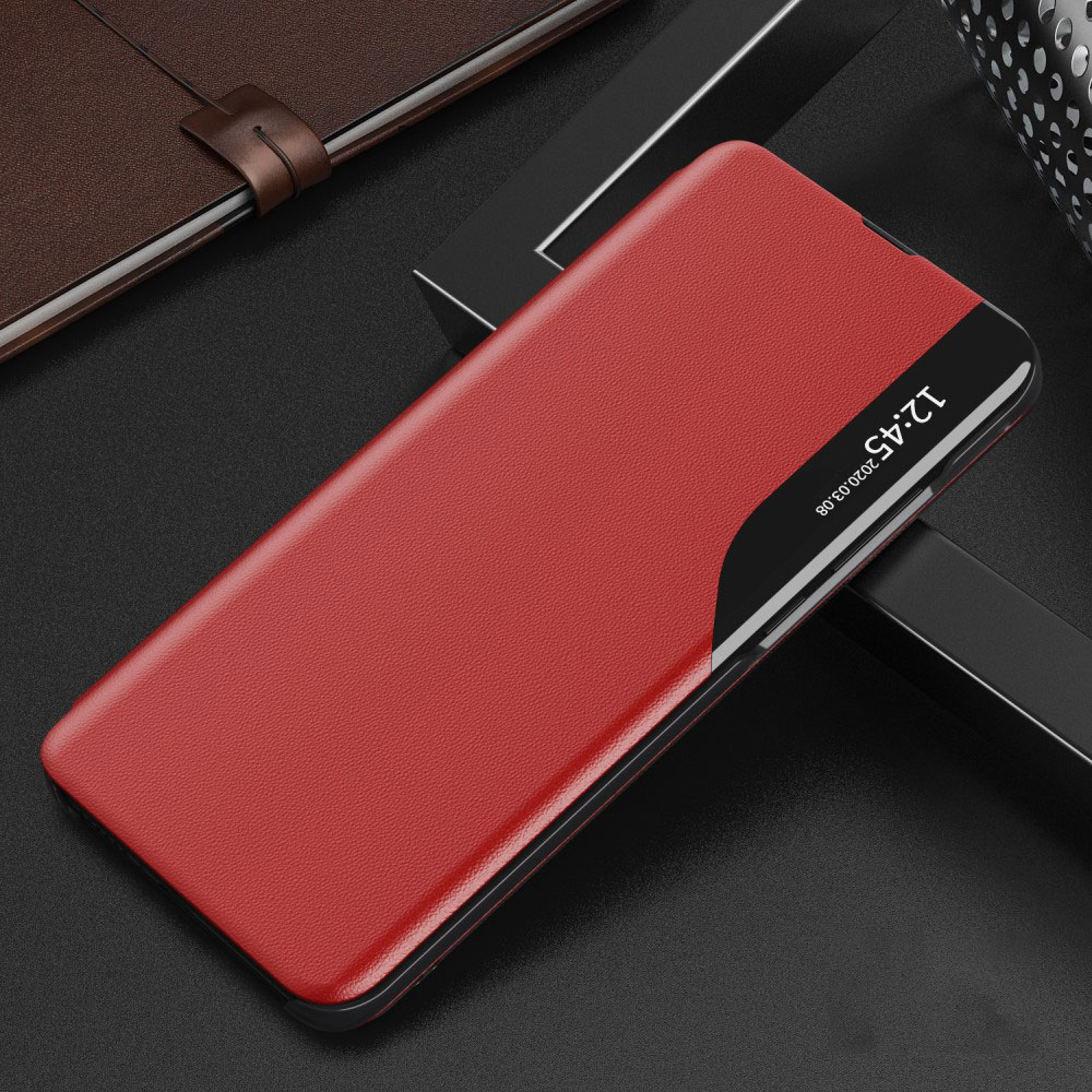 Samsung Galaxy S21 FE 5G Leder Hülle Small Window View Flip Case - Rot