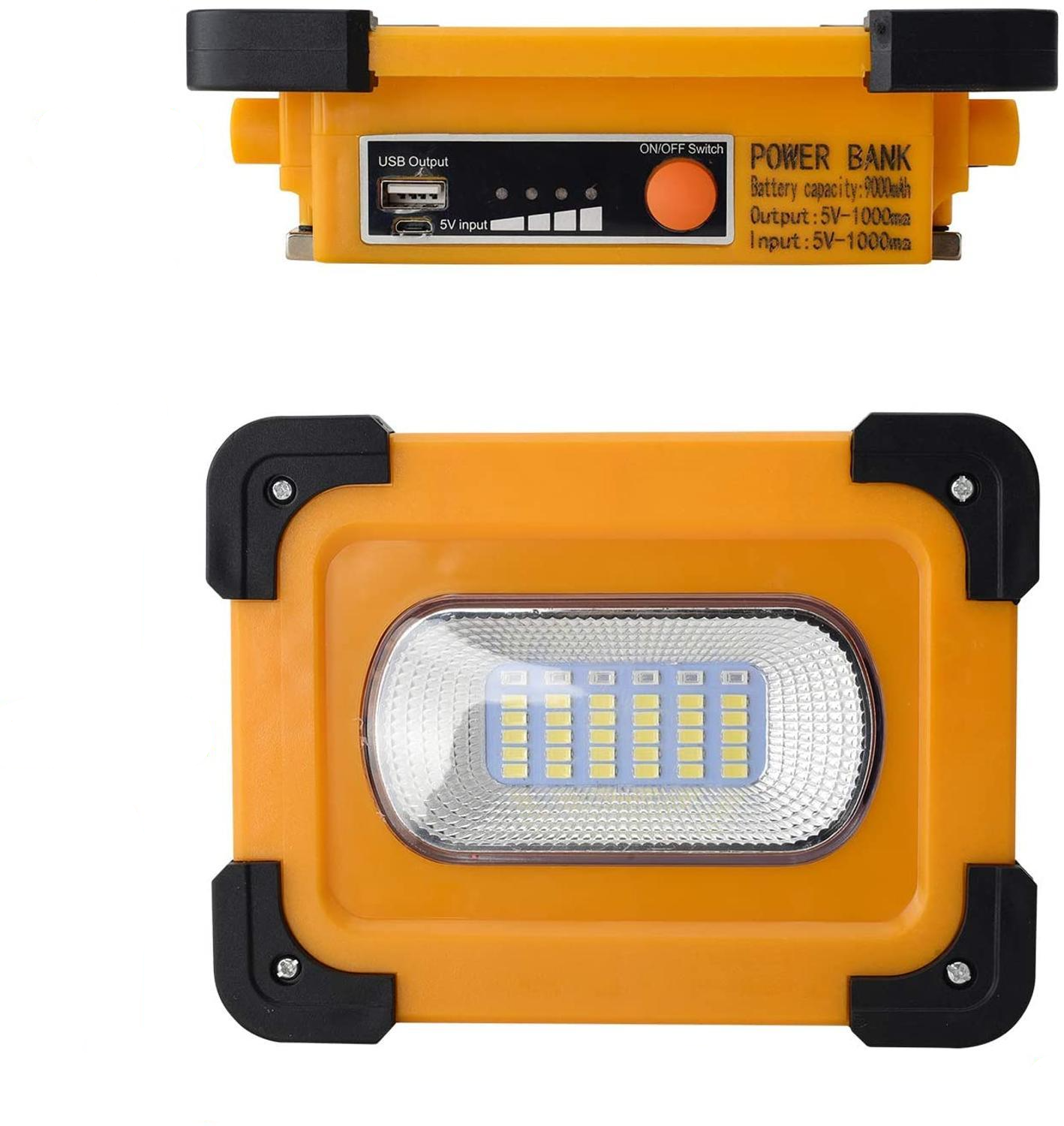 (500 Lumen) Solar Camping Licht Arbeitsleuchte mit 60-LED's und Magnet Halterung   USB Powerbank (6600mAh) - Orange