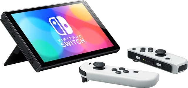 Nintendo Switch OLED spillekonsol med hvide Joy-Con controllere