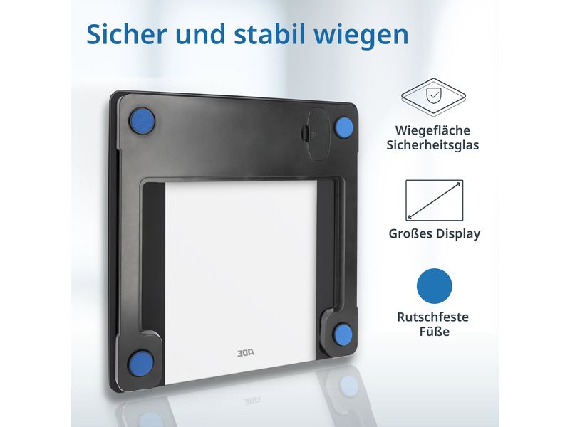 ADE Körperanalysewaage Ines Schwarz Digitale Körperfettwaage bis 200 kg