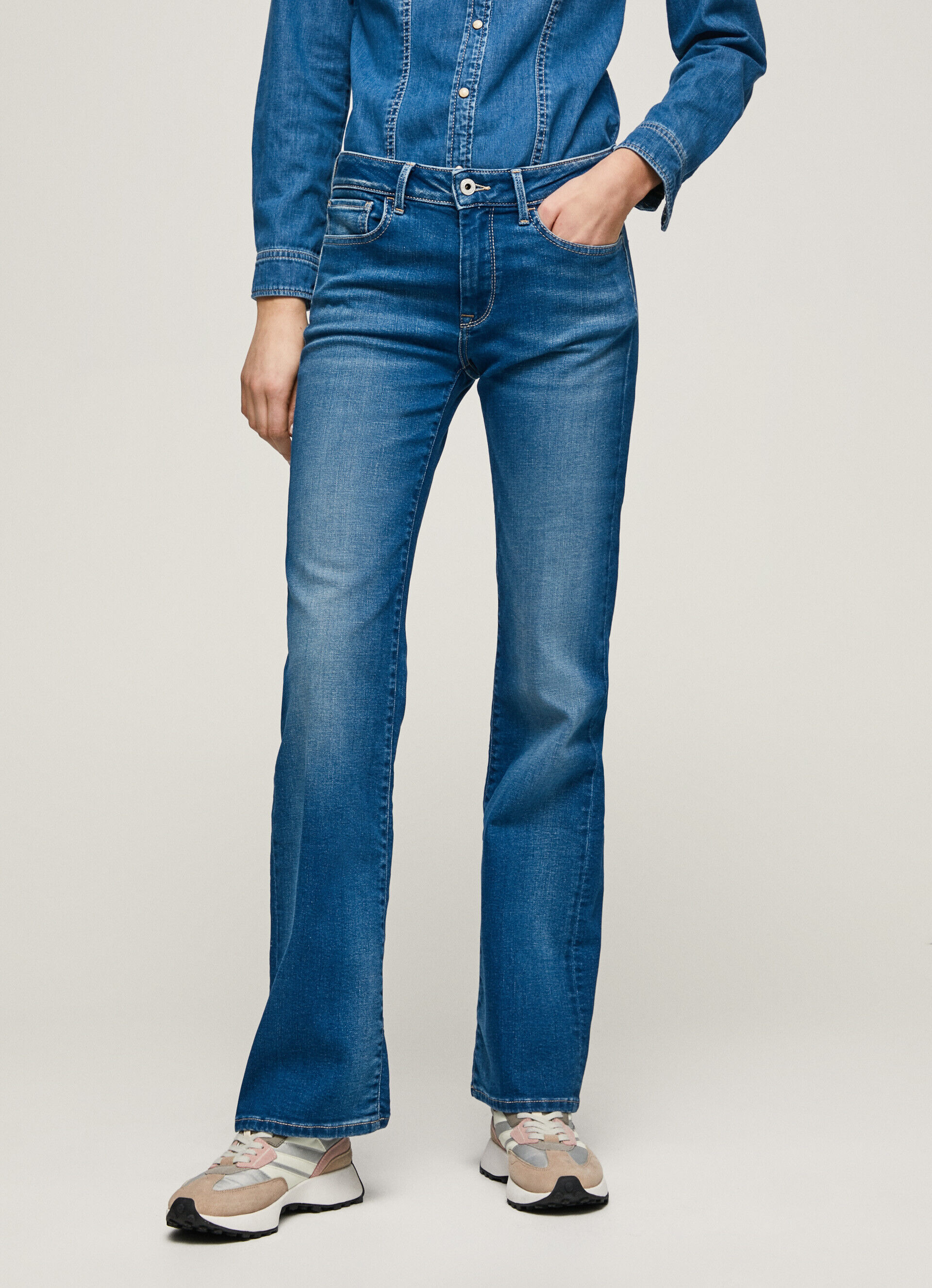 Calça jeans Aubrey Fit Slim Tamanho Médio - jeans