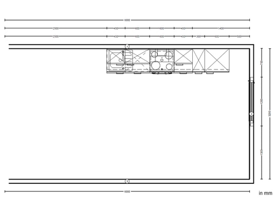 CONCEPT1 - Pack Cuisine Carena 300cm H7 Droite Bleu fjord ultra-mat