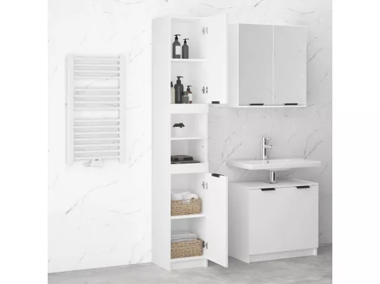 Armoire de salle de bain blanc 32x34x188,5 cm bois d'ingénierie