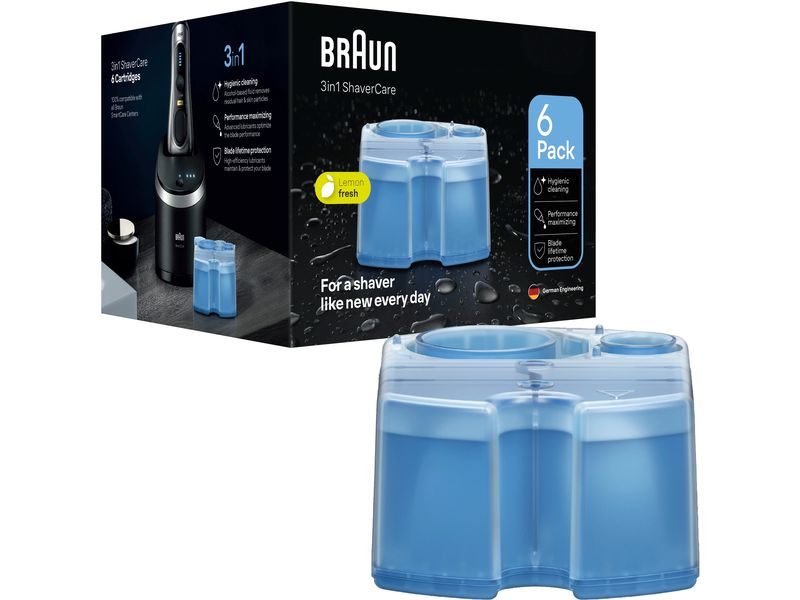 Braun Reinigungskartusche 3-in-1 ShaverCare 6 Stück Reinigungsflüssigkeit für Rasierapparate
