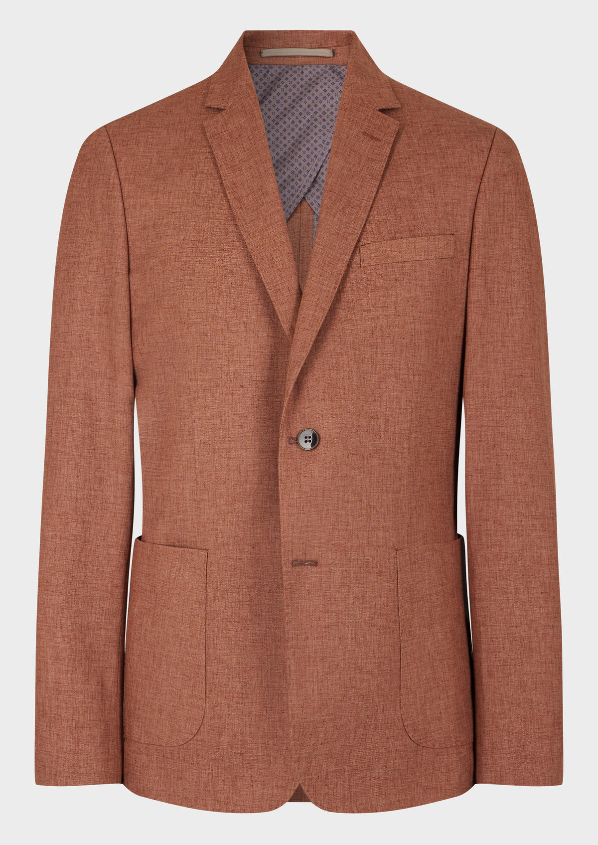 Veste coordonnable Regular en coton et lin mélangés unis terracotta