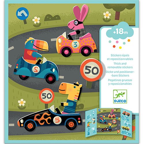 Djeco herbruikbare stickers auto - 14st