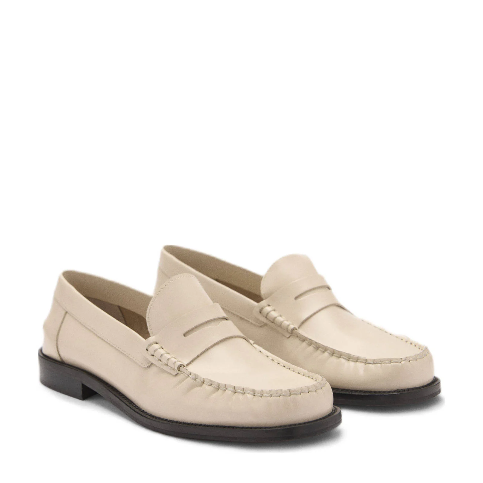 Mango leren loafers lichtbeige