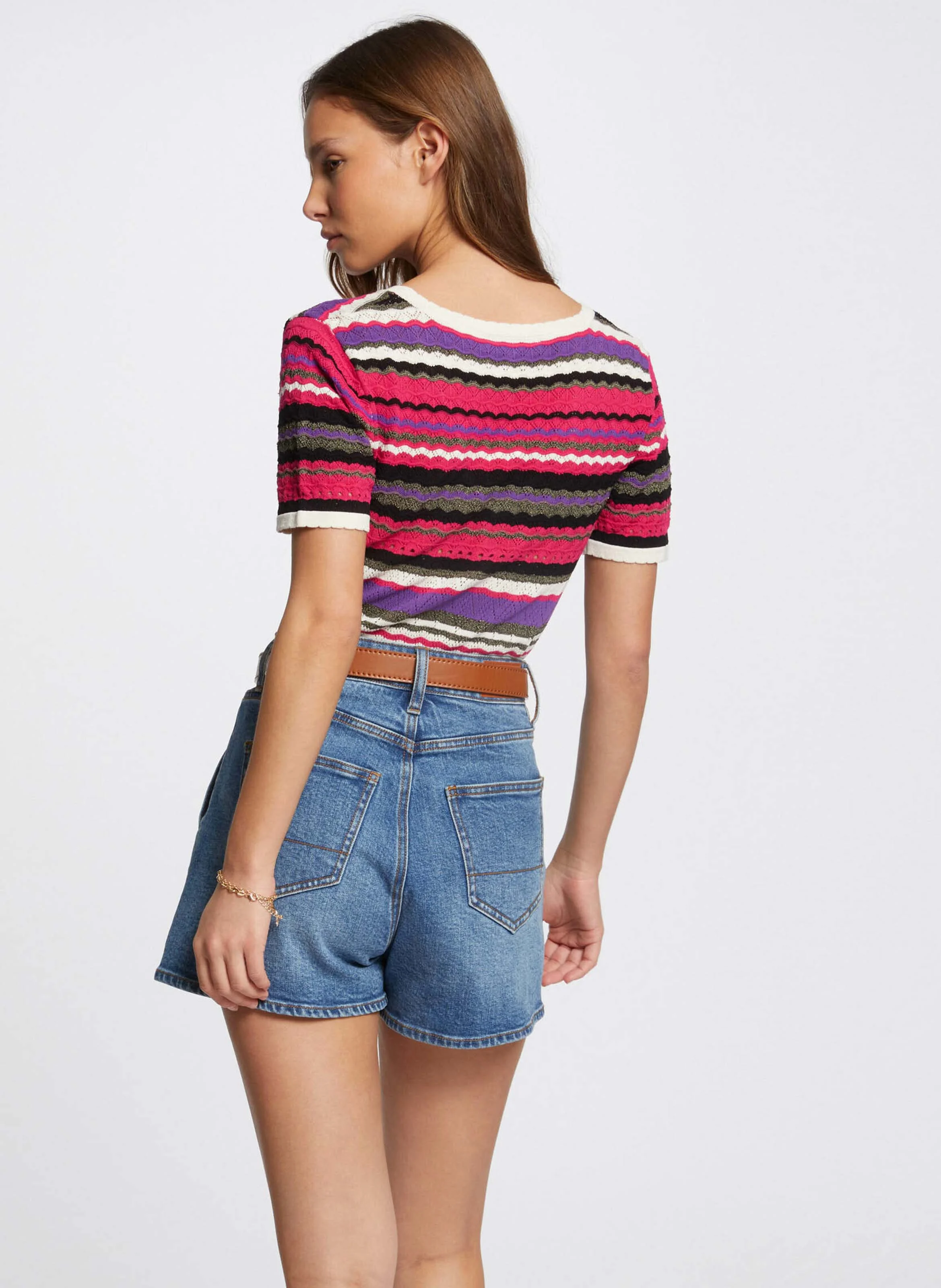 MRAOUL - Pull manches courtes rayé| Multicolore