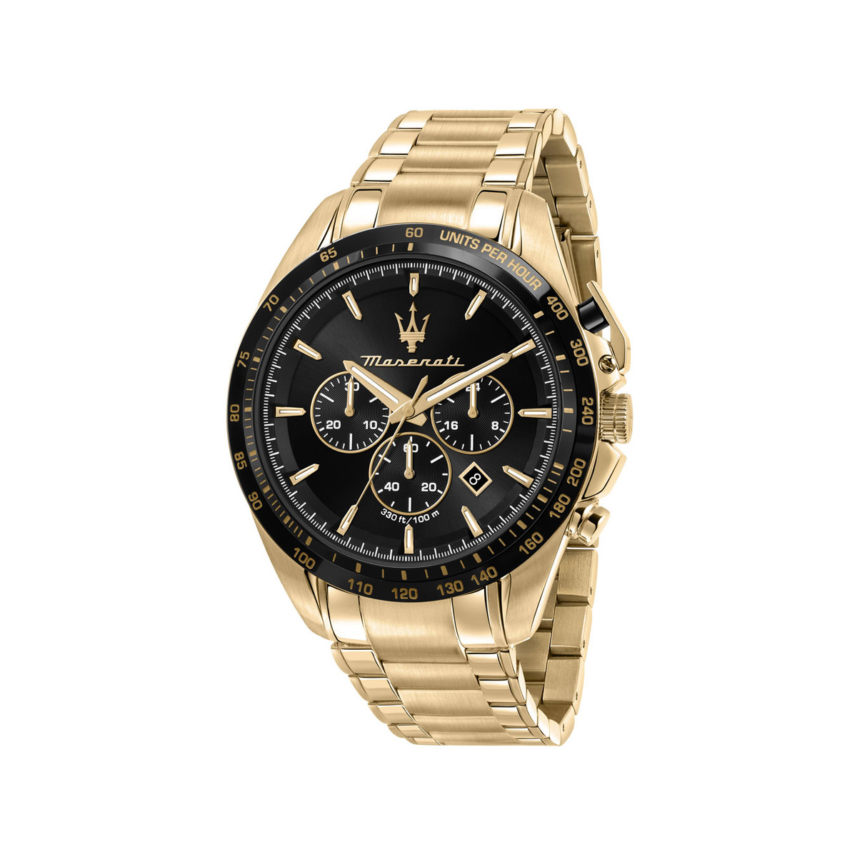 Montre MASERATI homme bracelet acier inoxydable doré jaune