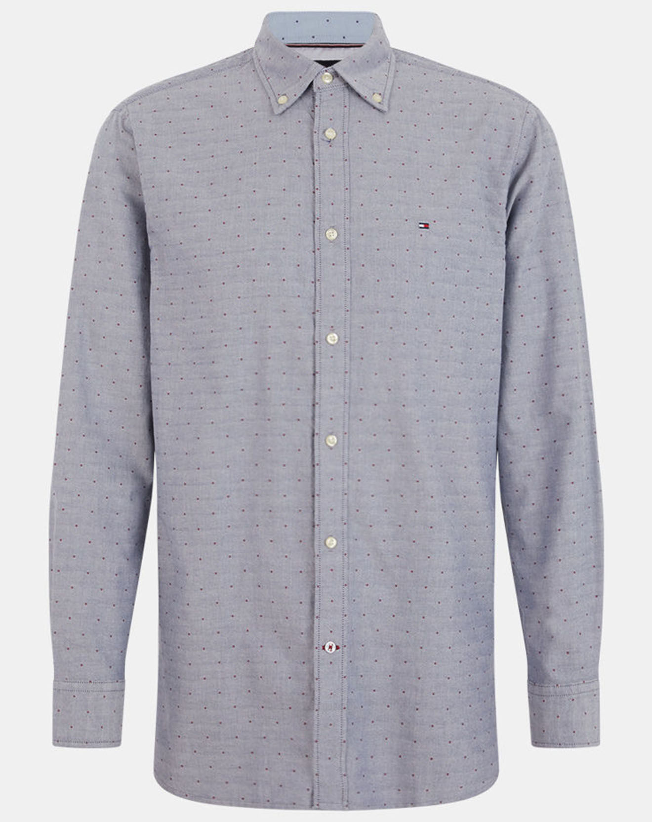 Tommy Hilfiger Chemise ajustée Oxford à pois bleu/rouge