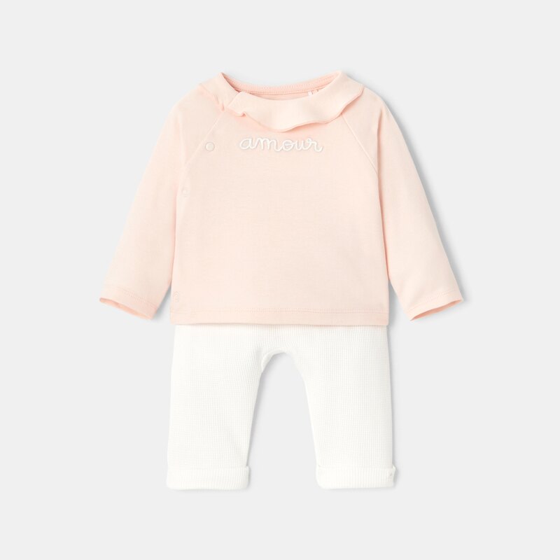 Ensemble sweat et pantalon rose naissance Absorba Rose