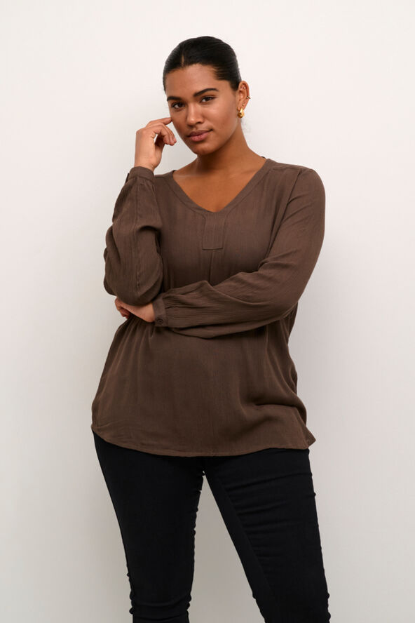 Kaffe Curve KCami LS Blouse Major brown