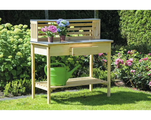 dobar XXL plantentafel met lade 117 x 62 x 124 cm grenen